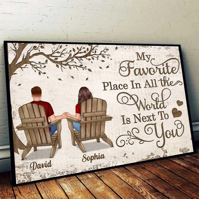 Back View Couple Sitting Under Tree - Personalized Poster - Anniversary Gift for Your Loved Ones - Image 11
