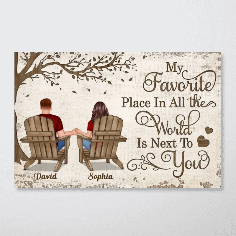 Back View Couple Sitting Under Tree - Personalized Poster - Anniversary Gift for Your Loved Ones - Image 9