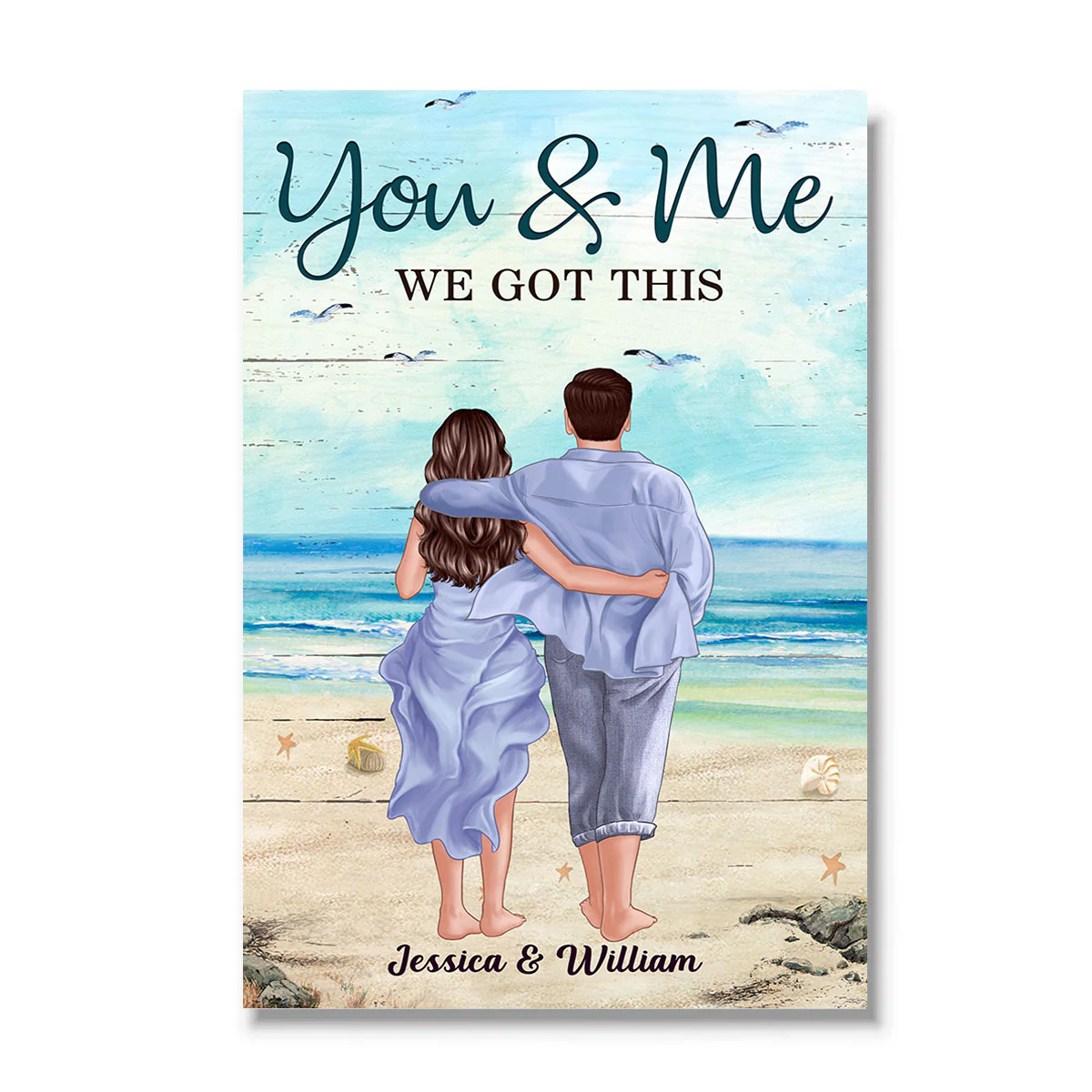 Back View Couple Walking On The Beach You & Me We Got This Personalized Vertical Poster