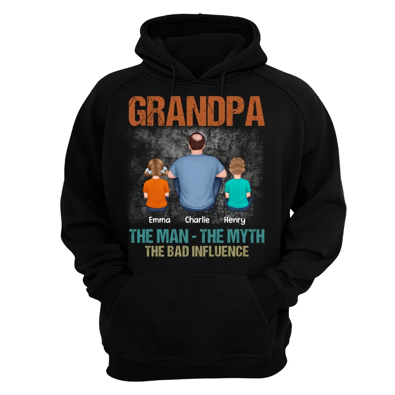 Back View Grandpa The Man The Myth The Bad Influence Personalized Shirt - Image 11