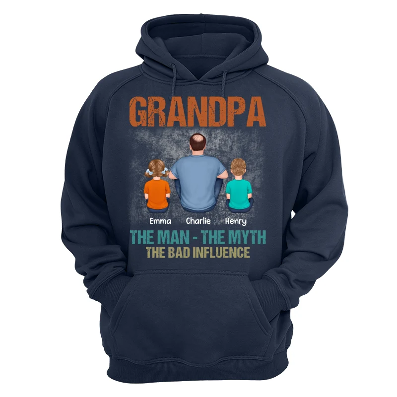 Back View Grandpa The Man The Myth The Bad Influence Personalized Shirt - Image 12