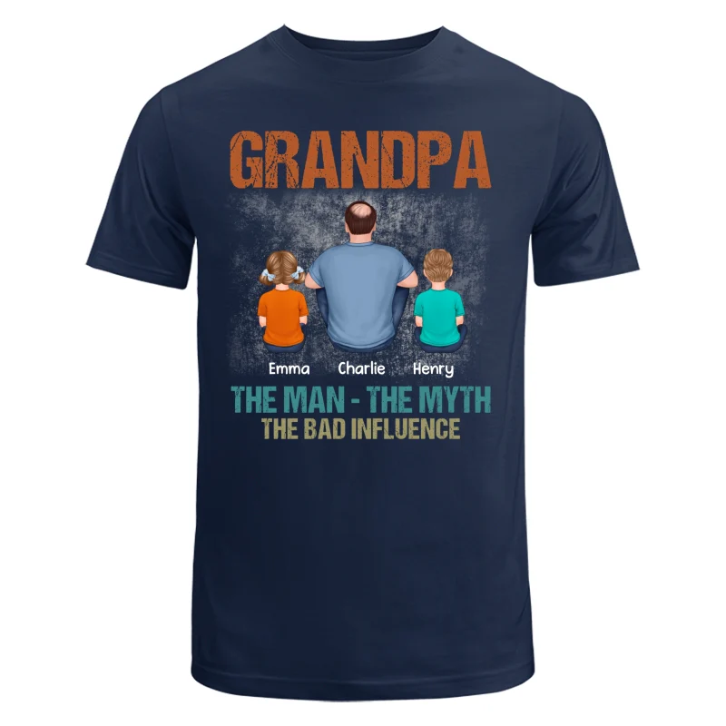 Back View Grandpa The Man The Myth The Bad Influence Personalized Shirt - Image 6