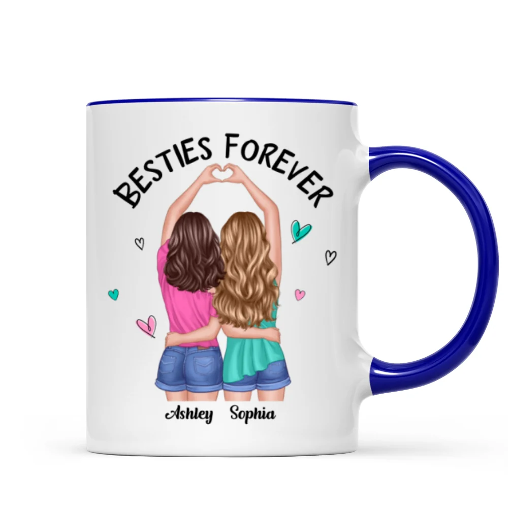 Back View Heart Hands Besties Forever Personalized Mug - Image 6