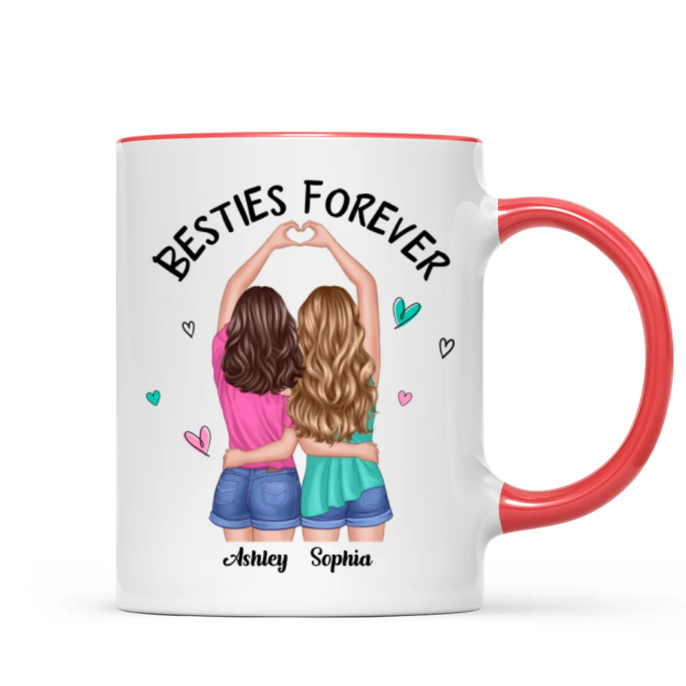 Back View Heart Hands Besties Forever Personalized Mug - Image 7