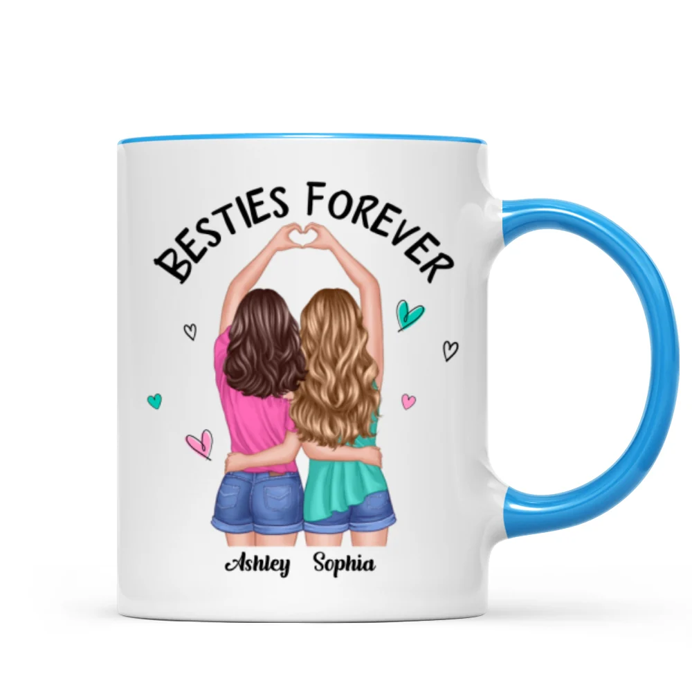Back View Heart Hands Besties Forever Personalized Mug - Image 8
