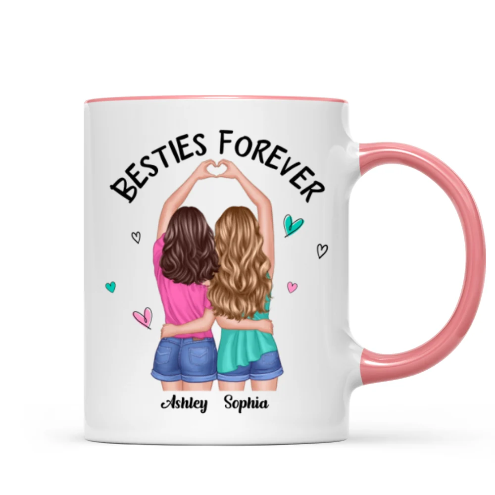 Back View Heart Hands Besties Forever Personalized Mug - Image 9