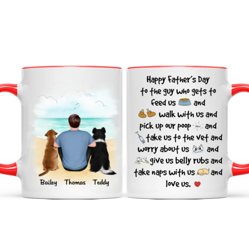 Back View Man And Dog Sitting At Beach Happy Father‘s Day To The Guy Gift For Dog Dad Personalized Mug - Image 7