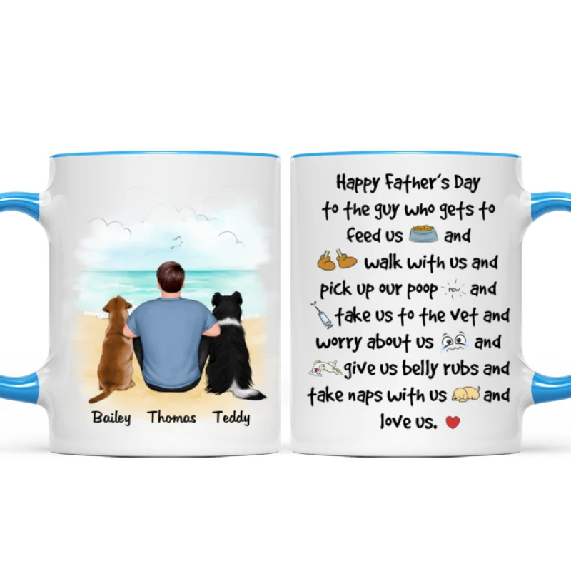 Back View Man And Dog Sitting At Beach Happy Father‘s Day To The Guy Gift For Dog Dad Personalized Mug - Image 8