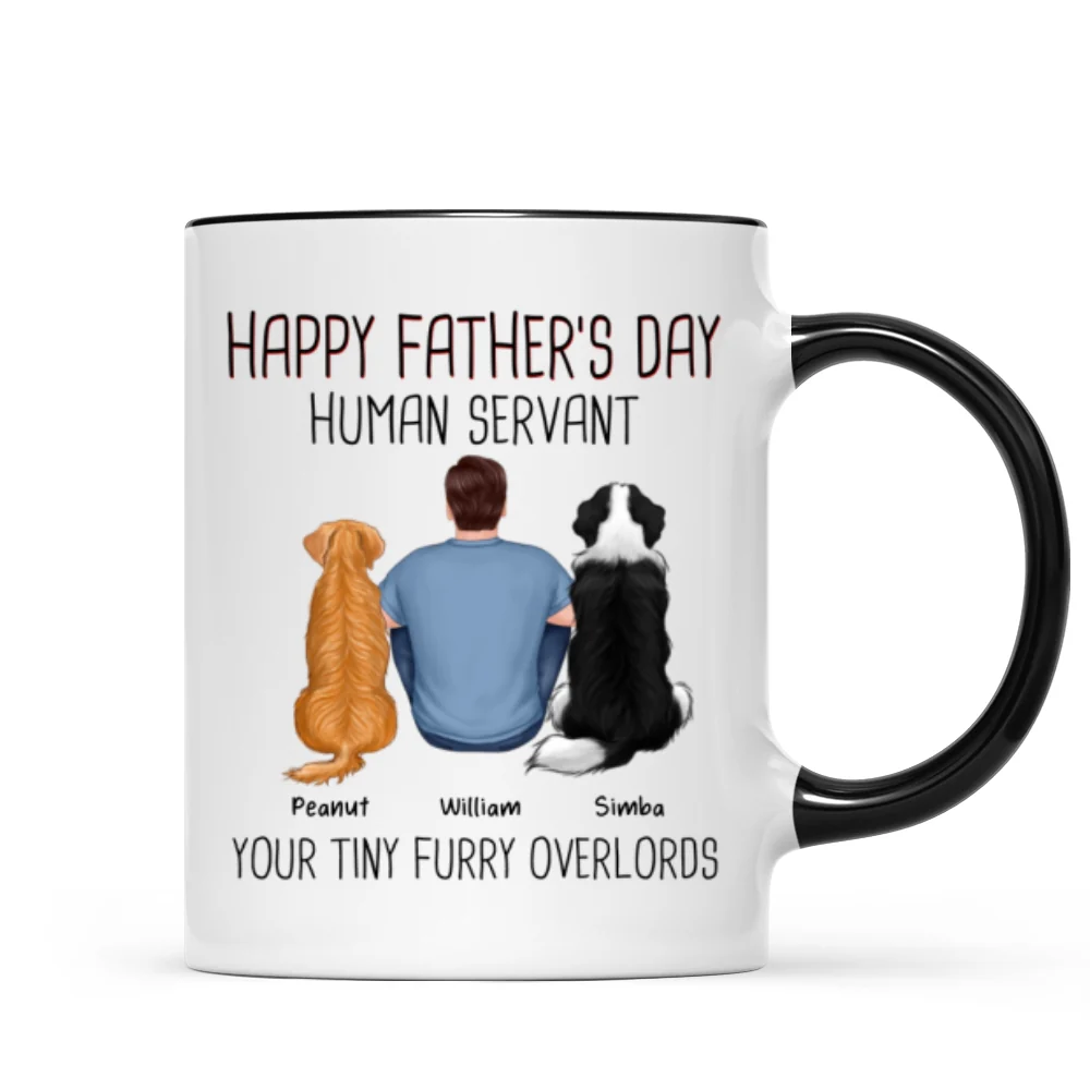 Back View Man And Dog Sitting Happy Father‘s Day Human Servant Personalized Mug - Image 5