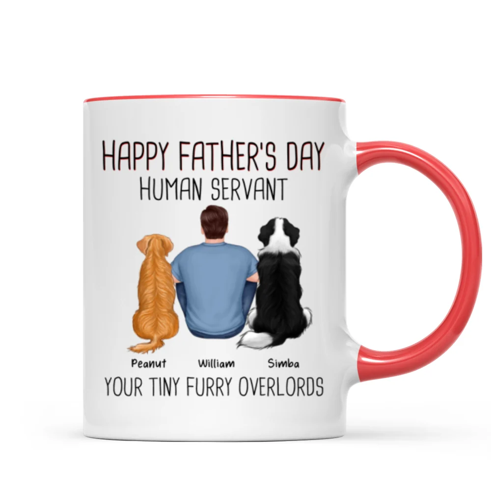 Back View Man And Dog Sitting Happy Father‘s Day Human Servant Personalized Mug - Image 7