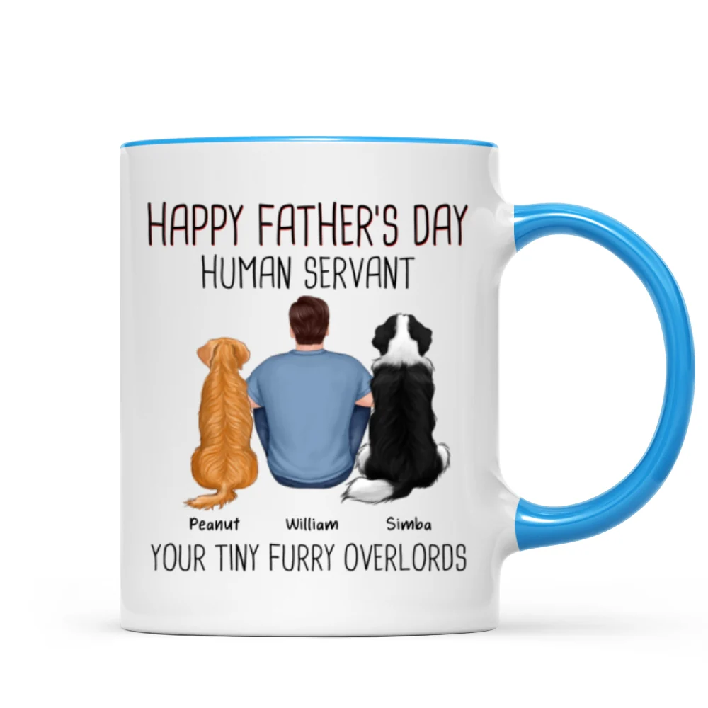 Back View Man And Dog Sitting Happy Father‘s Day Human Servant Personalized Mug - Image 8