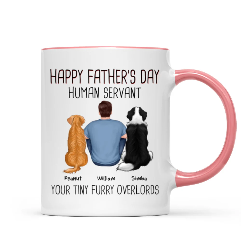 Back View Man And Dog Sitting Happy Father‘s Day Human Servant Personalized Mug - Image 9