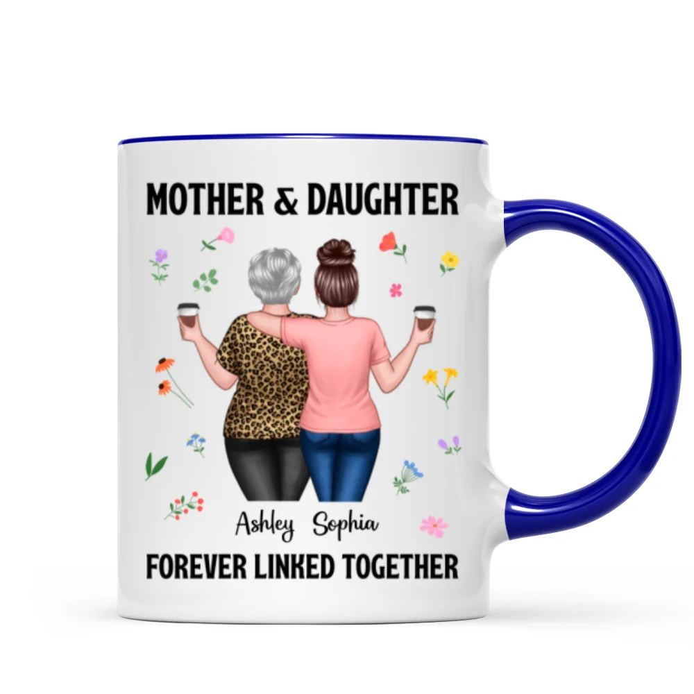 Back View Mom And Daughters Walking Mother & Daughter Forever Linked Together Personalized Mug - Image 10