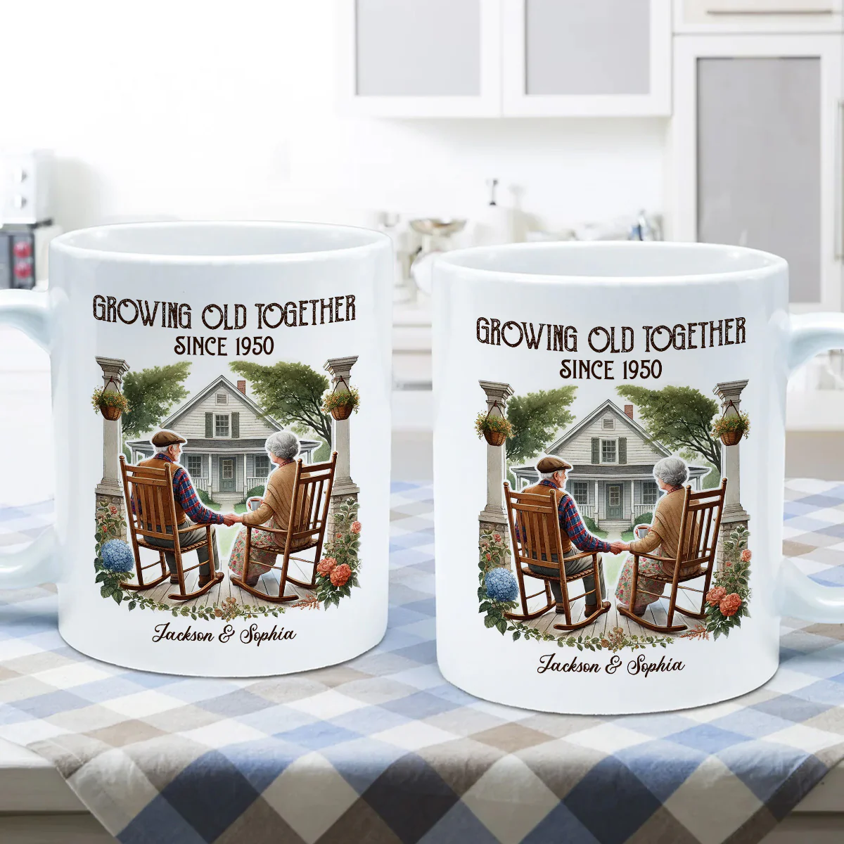 Couple Sitting On The Porch Growing Old Together Since Personalized Mug, Heartfelt Gift For Couple, For Him, For Her, Husband, Wife - Image 5
