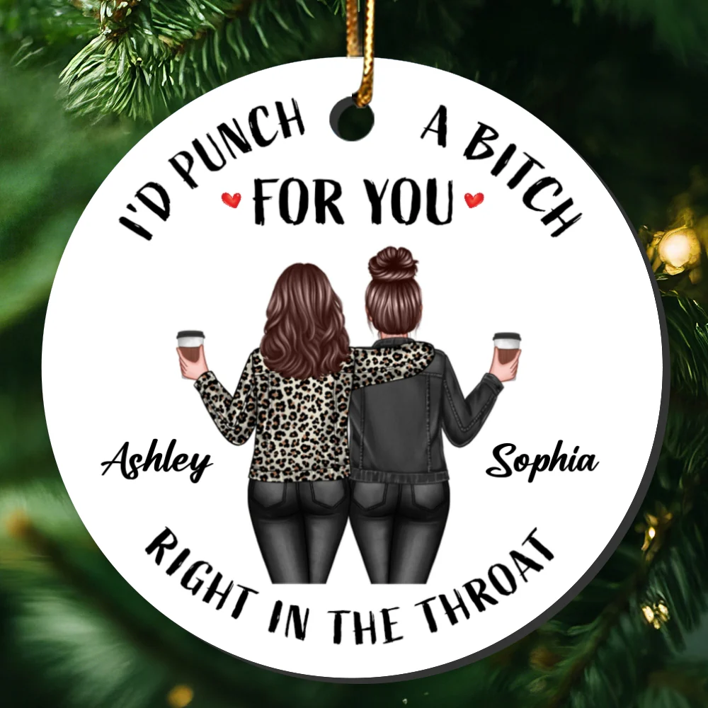 Back View Besties Christmas Personalized Ceramic Ornament, Funny Gift For Besties, Best Friends, BFF - Image 9