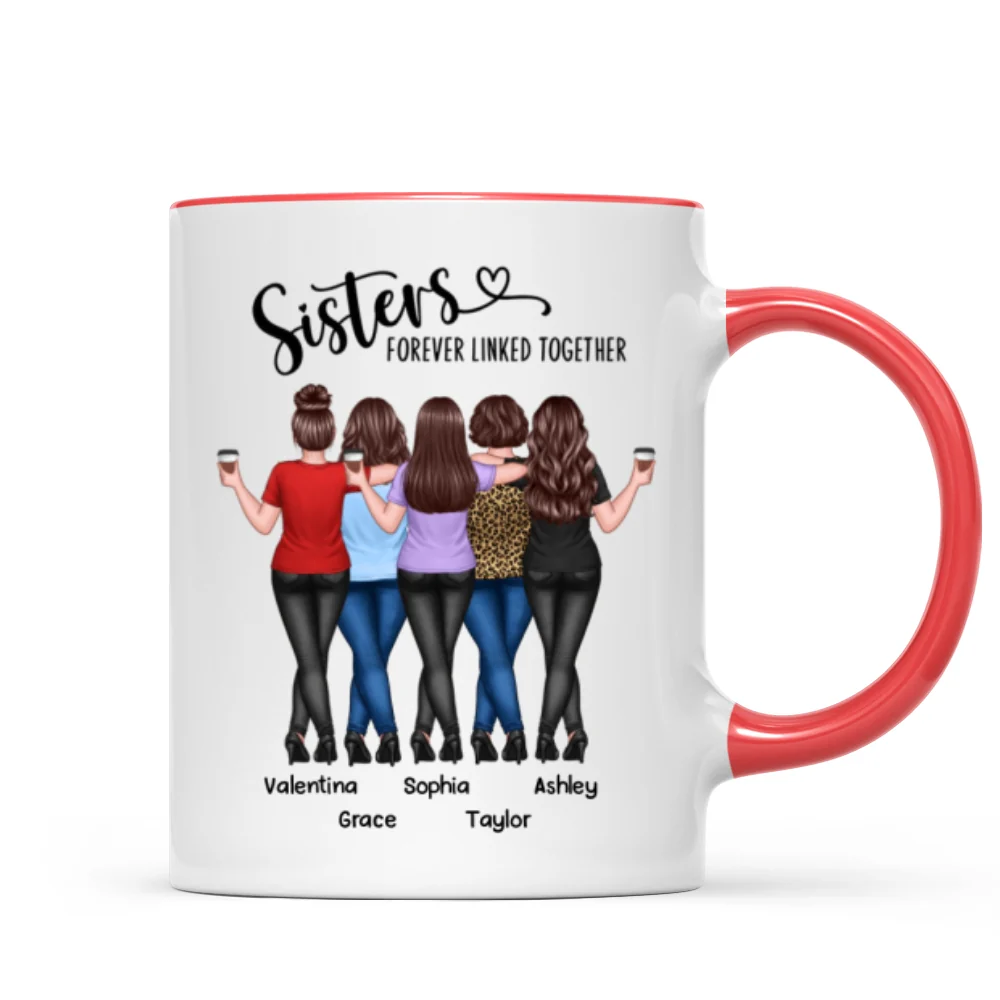Back View Sisters Walking Forever Linked Together Personalized Mug, Gift For Sisters, Siblings - Image 10