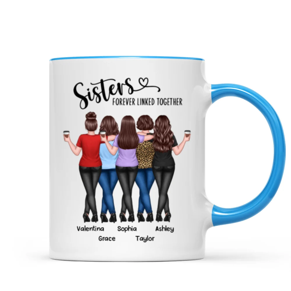 Back View Sisters Walking Forever Linked Together Personalized Mug, Gift For Sisters, Siblings - Image 11