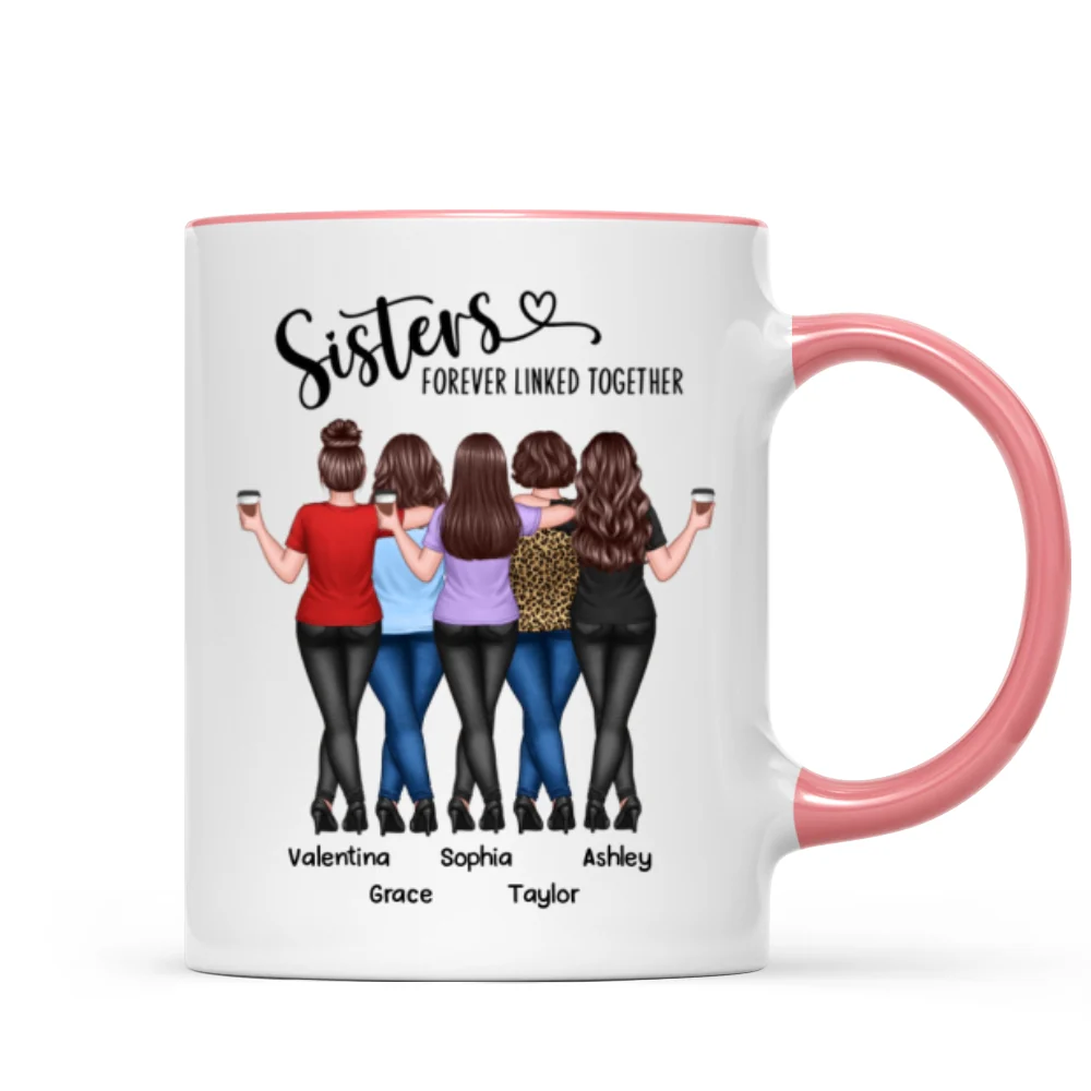 Back View Sisters Walking Forever Linked Together Personalized Mug, Gift For Sisters, Siblings - Image 12