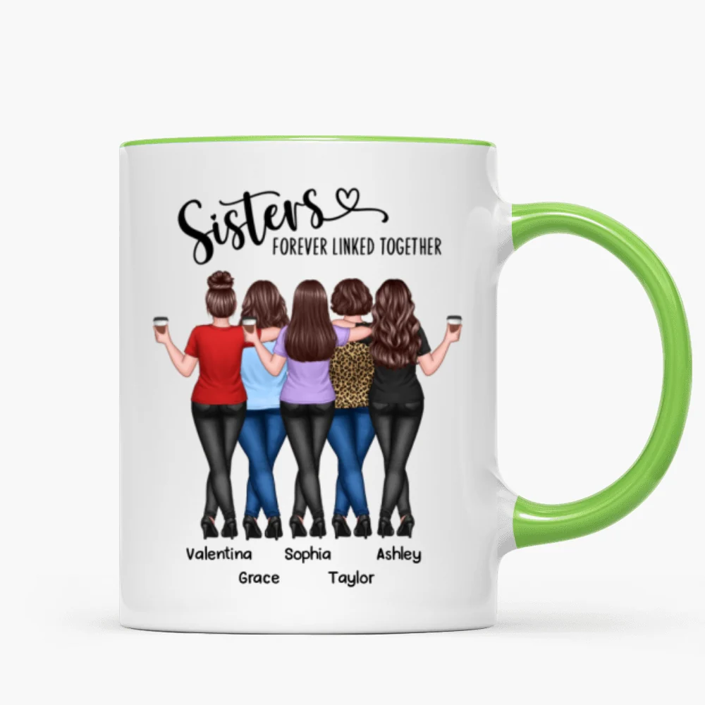 Back View Sisters Walking Forever Linked Together Personalized Mug, Gift For Sisters, Siblings - Image 13