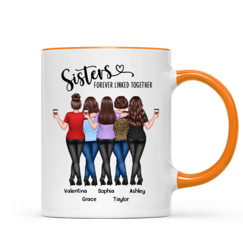 Back View Sisters Walking Forever Linked Together Personalized Mug, Gift For Sisters, Siblings - Image 14