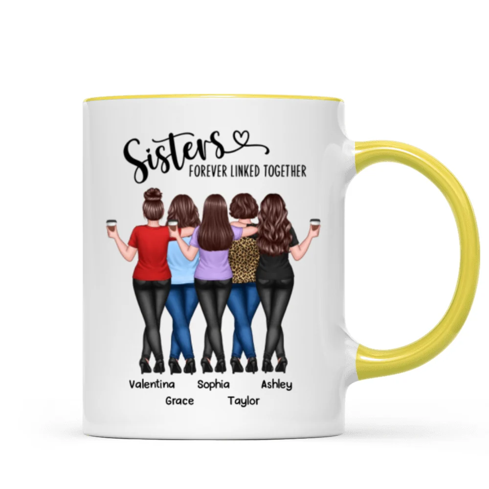Back View Sisters Walking Forever Linked Together Personalized Mug, Gift For Sisters, Siblings - Image 15