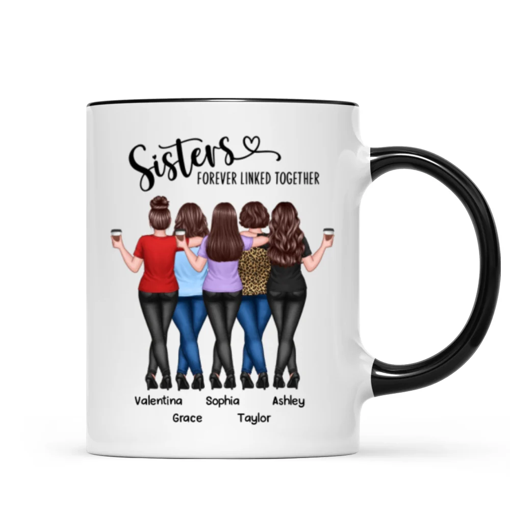 Back View Sisters Walking Forever Linked Together Personalized Mug, Gift For Sisters, Siblings - Image 8