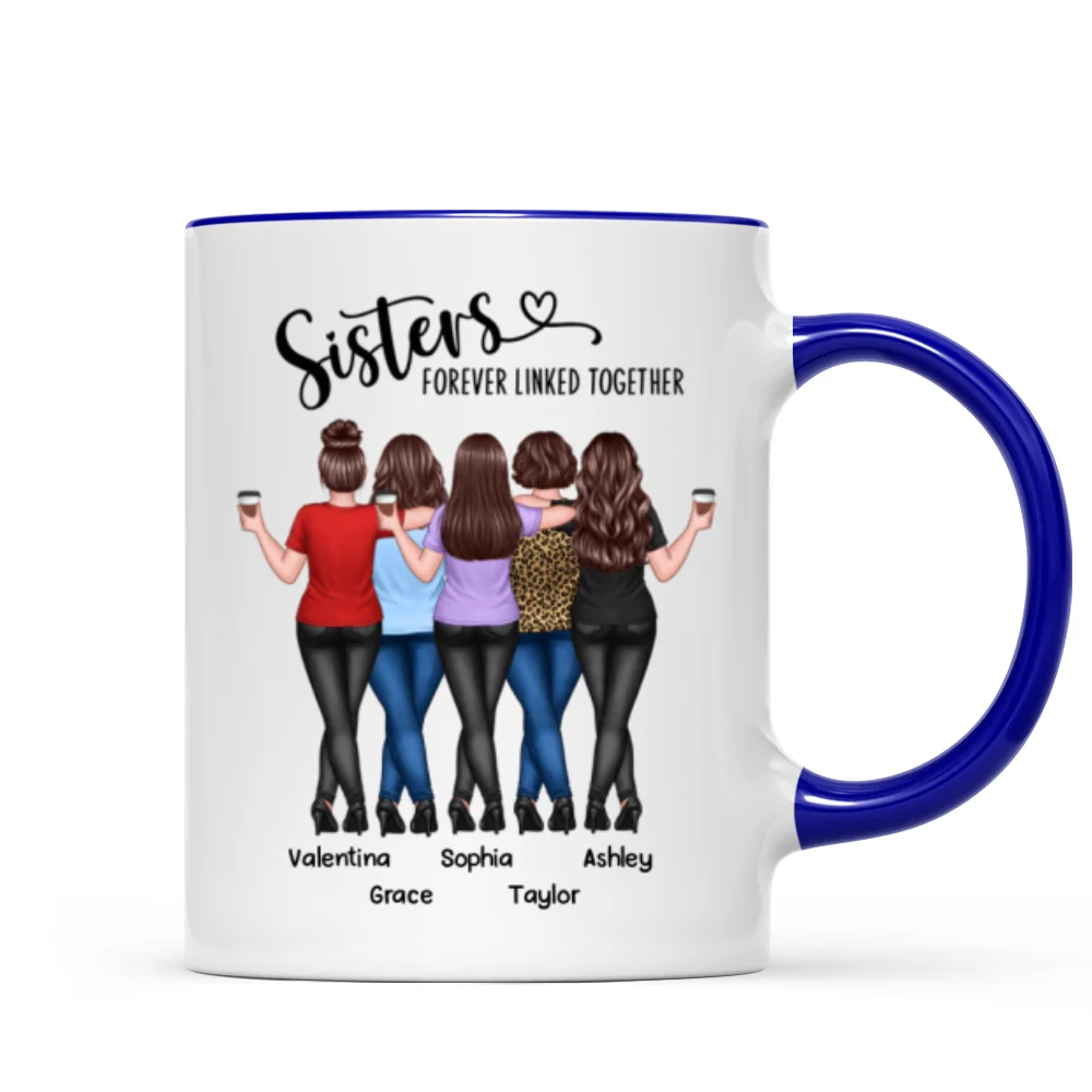 Back View Sisters Walking Forever Linked Together Personalized Mug, Gift For Sisters, Siblings - Image 9