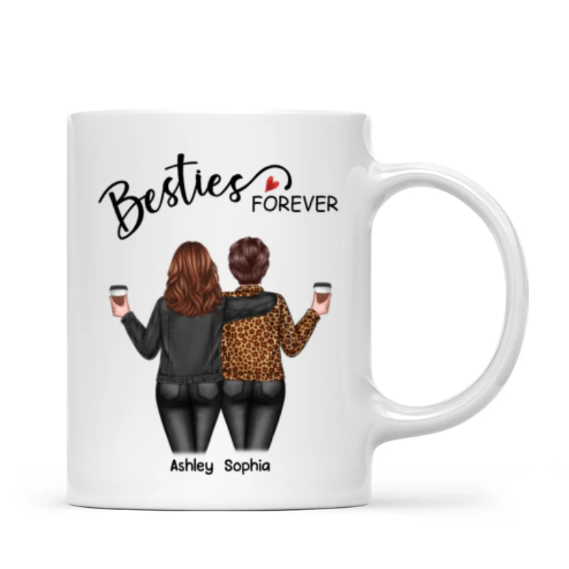 Back View Women Besties Forever Personalized Mug - Image 4