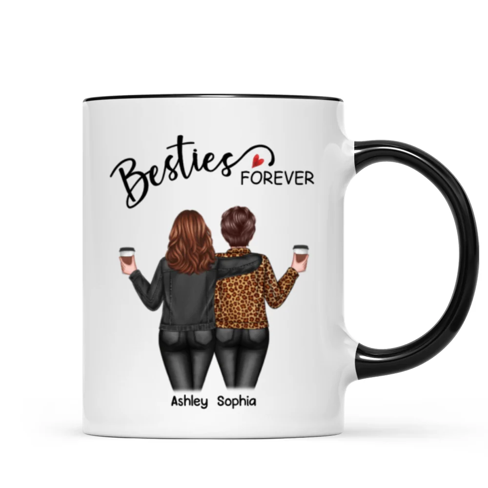 Back View Women Besties Forever Personalized Mug - Image 5