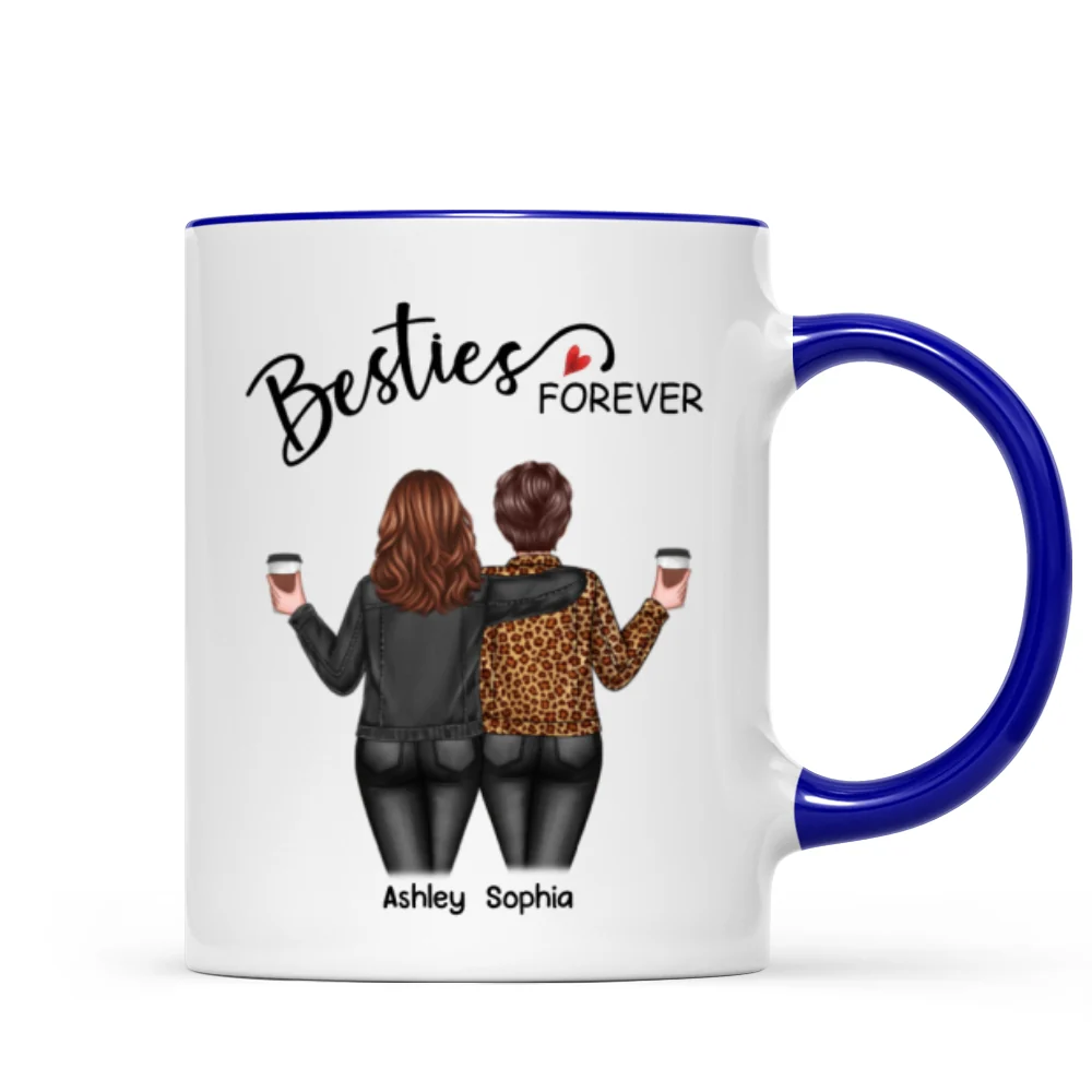 Back View Women Besties Forever Personalized Mug - Image 6
