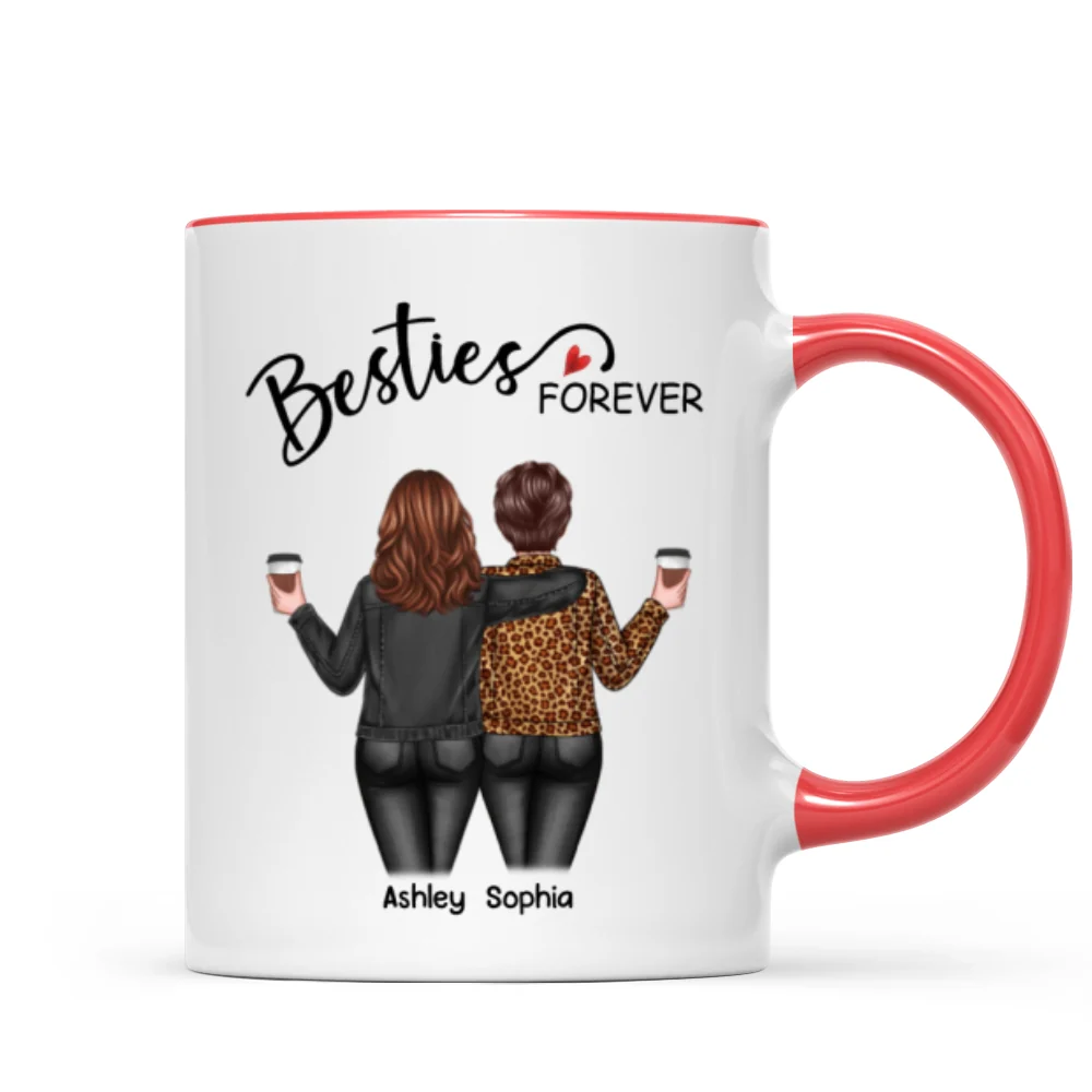 Back View Women Besties Forever Personalized Mug - Image 7