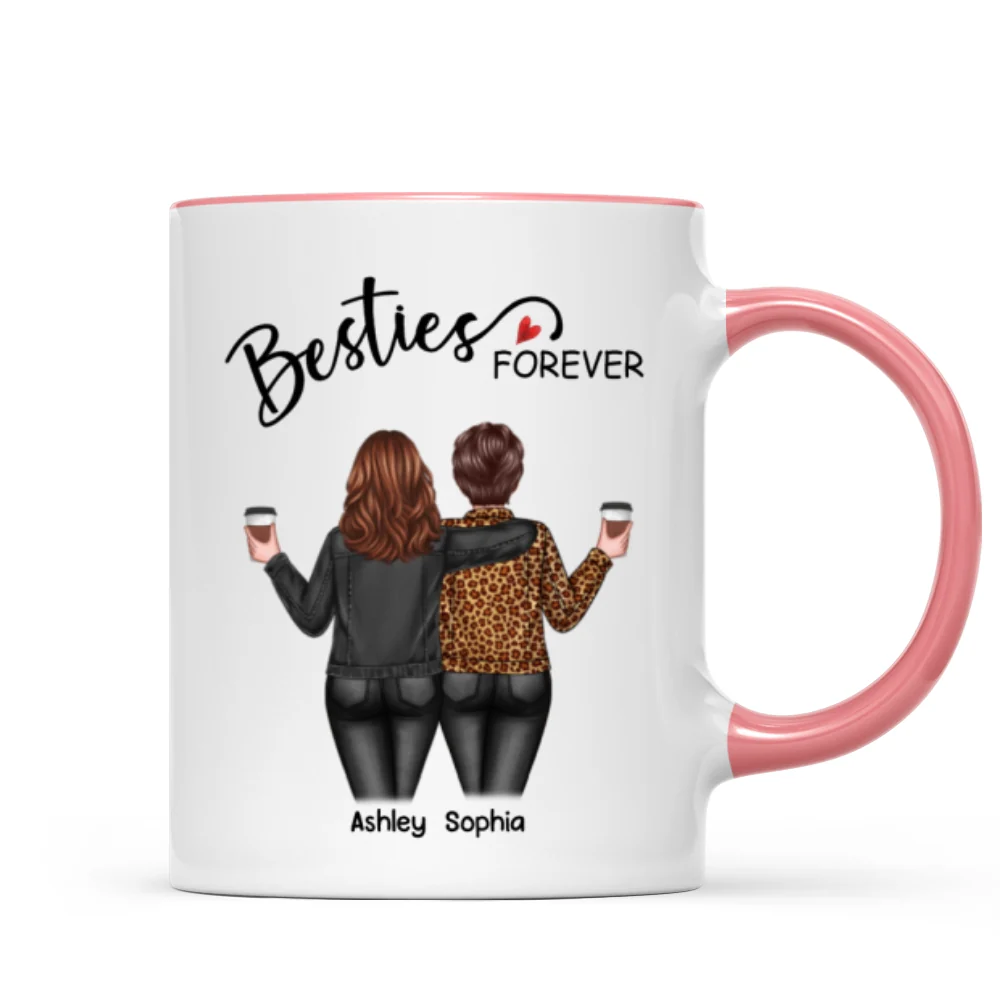 Back View Women Besties Forever Personalized Mug - Image 9
