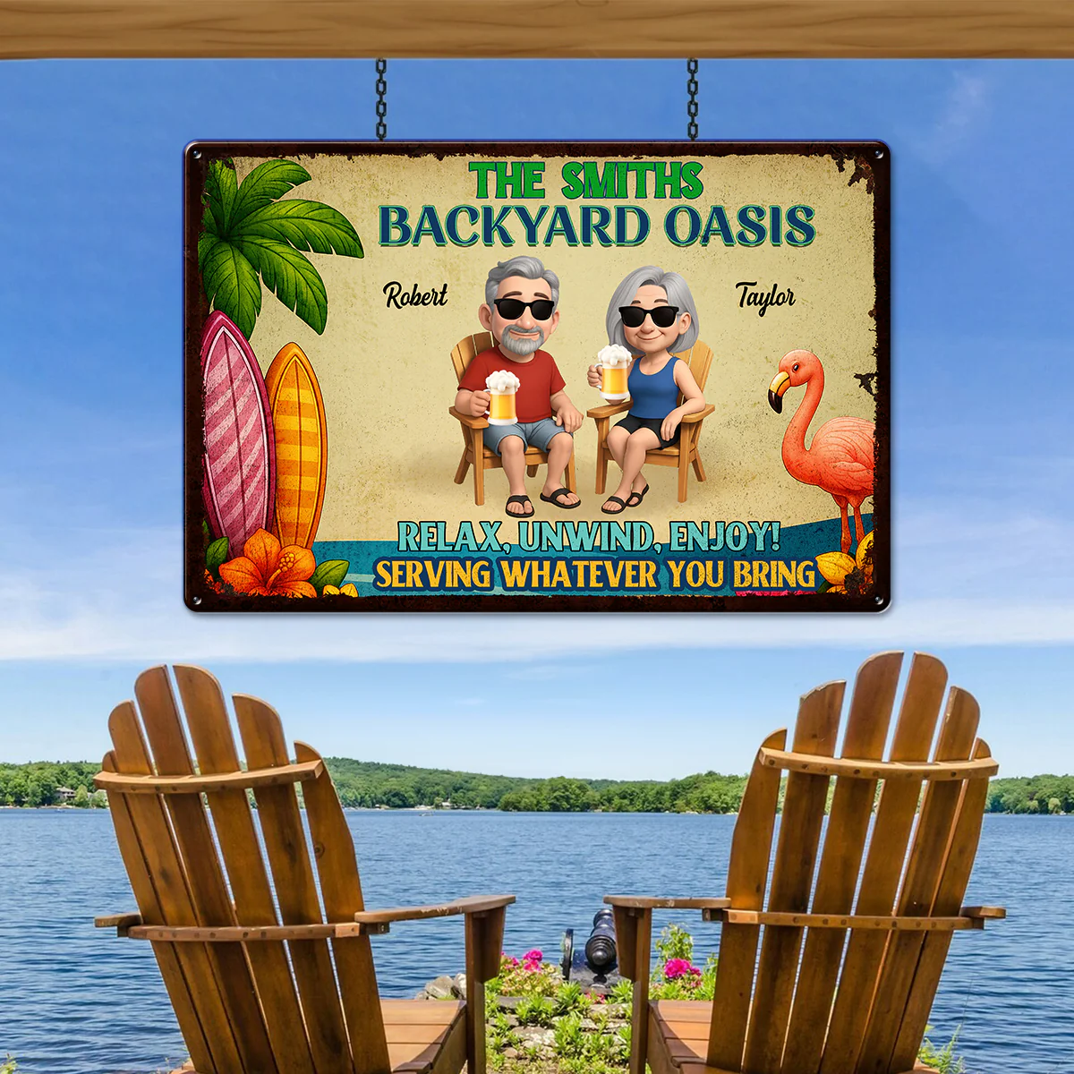 Backyard Oasis Serving Whatever You Bring, Personalized Metal Sign, Patio Decor, Pool Sign, Tiki Bar - Image 6