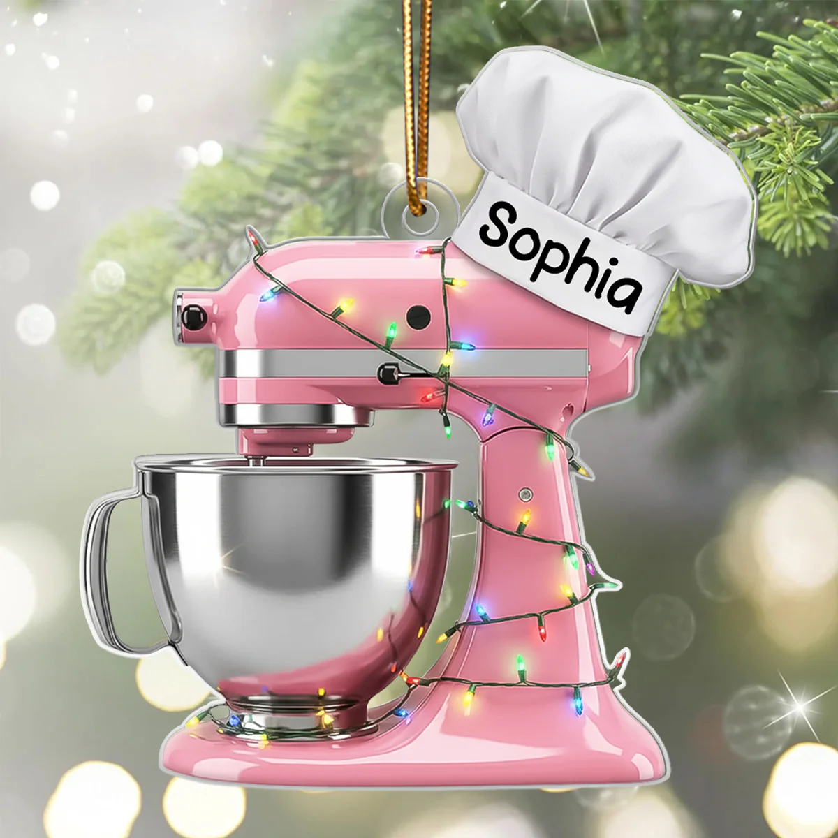 Baking Mixer Lights Christmas - Personalized Acrylic Ornament - Christmas Gift for Bakers - Image 6