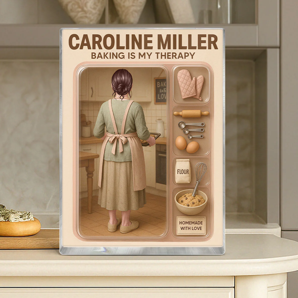 Baking Mom Grandma Realistic Figure Style Personalized Acrylic Block Plaque - Image 4