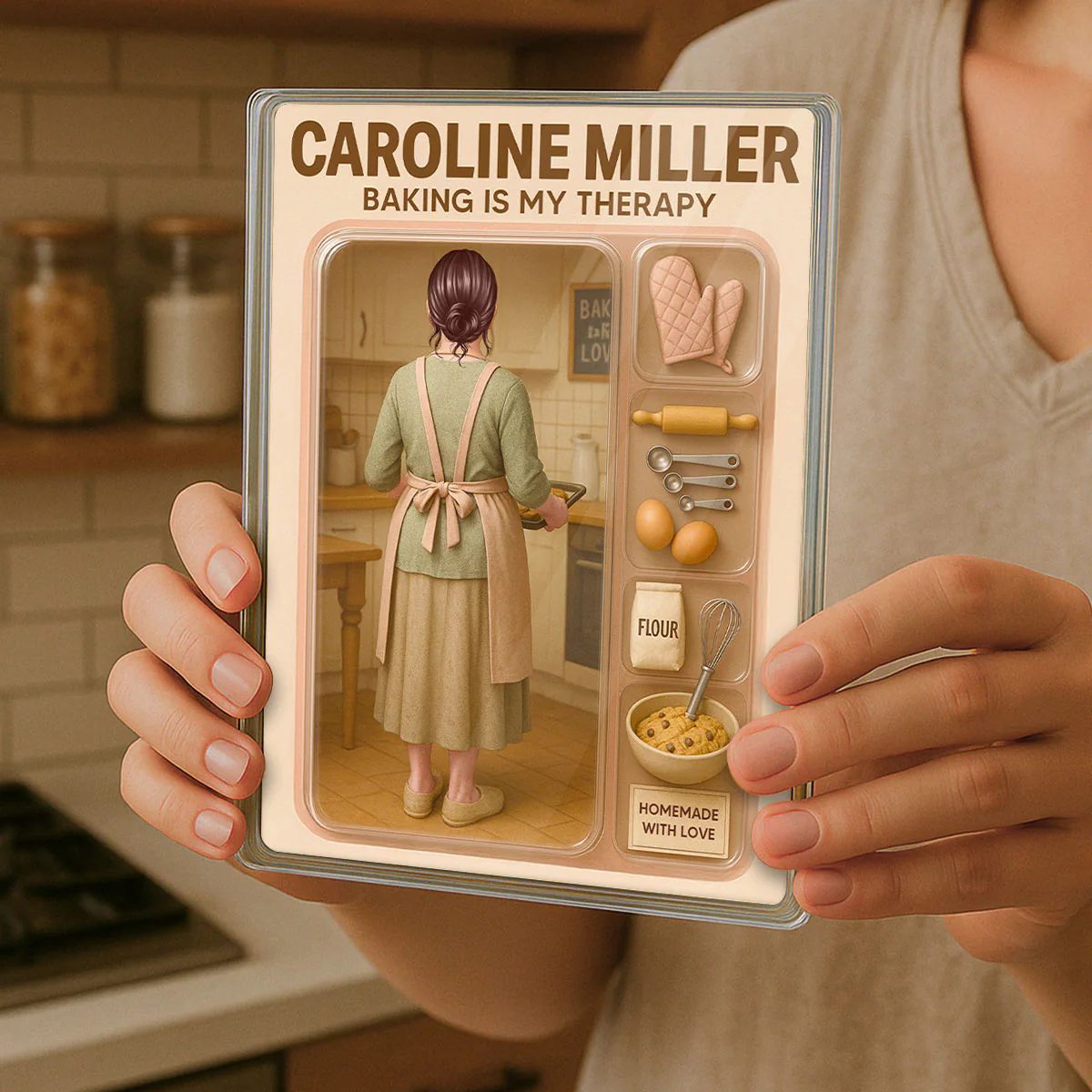 Baking Mom Grandma Realistic Figure Style Personalized Acrylic Block Plaque - Image 6