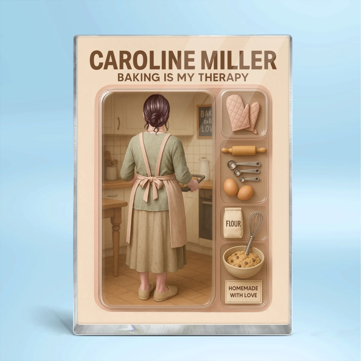 Baking Mom Grandma Realistic Figure Style Personalized Acrylic Block Plaque - Image 9