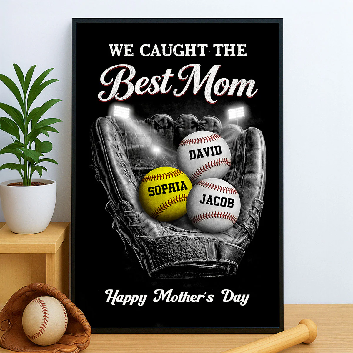 Ball Field We Caught The Best Baseball Mom - Personalized Poster - Sentimental Mother's Day Gift for Mom, Wife - Image 2