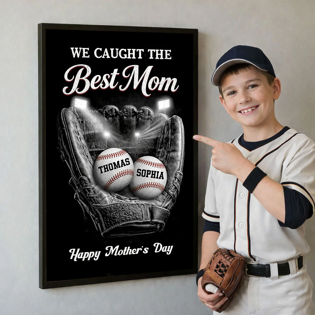 Ball Field We Caught The Best Baseball Mom - Personalized Poster - Sentimental Mother's Day Gift for Mom, Wife - Image 3