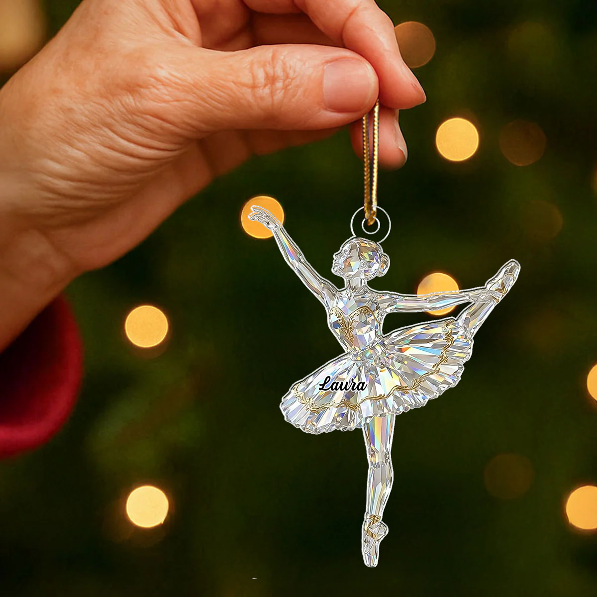 Ballet Girl Crystal Effect - Personalized Acrylic Ornament - Unique Christmas Gift For Daughter, Granddaughter, Kid - Image 5