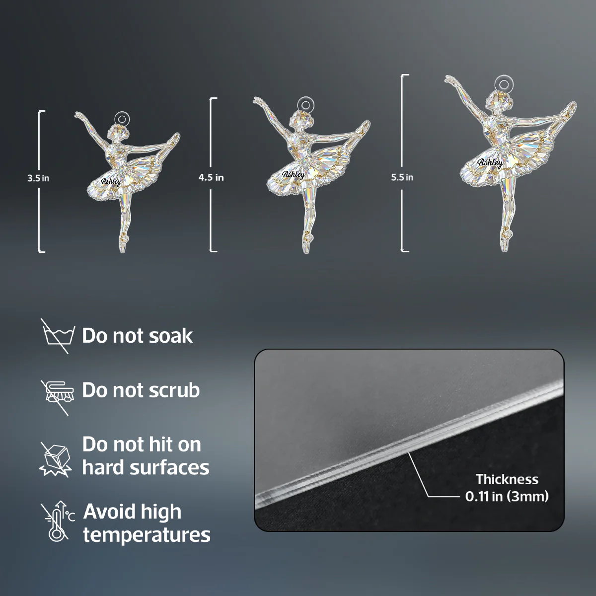 Ballet Girl Crystal Effect - Personalized Acrylic Ornament - Unique Christmas Gift For Daughter, Granddaughter, Kid - Image 8