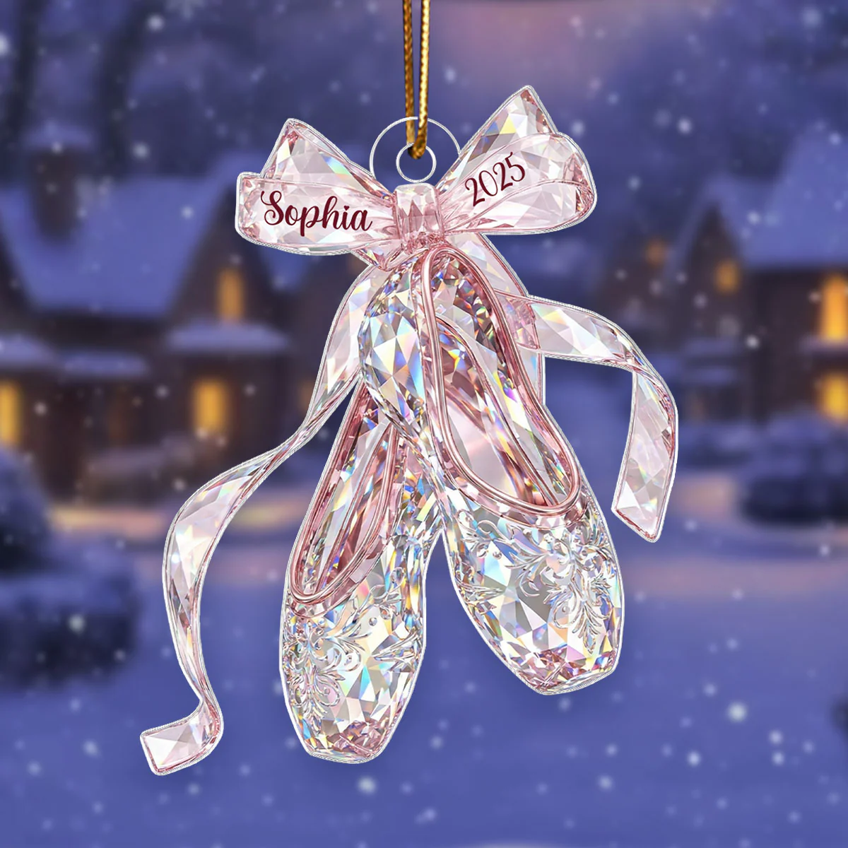 Ballet Shoes Crystal Effect - Personalized Acrylic Ornament - Unique Christmas Gift For Kid - Image 3