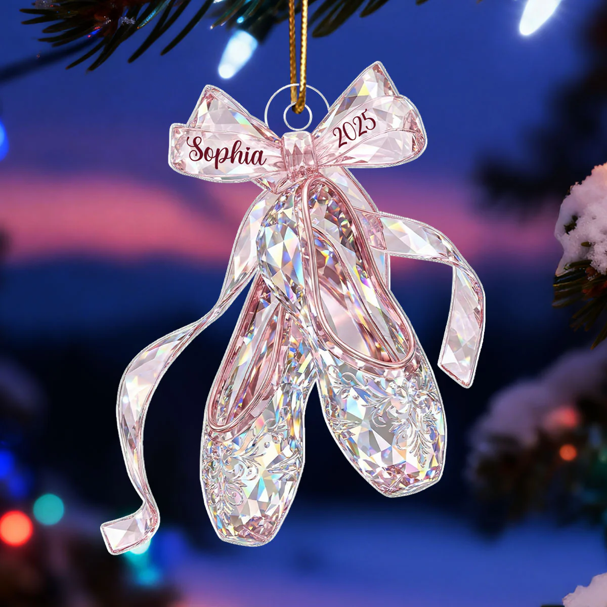 Ballet Shoes Crystal Effect - Personalized Acrylic Ornament - Unique Christmas Gift For Kid - Image 4