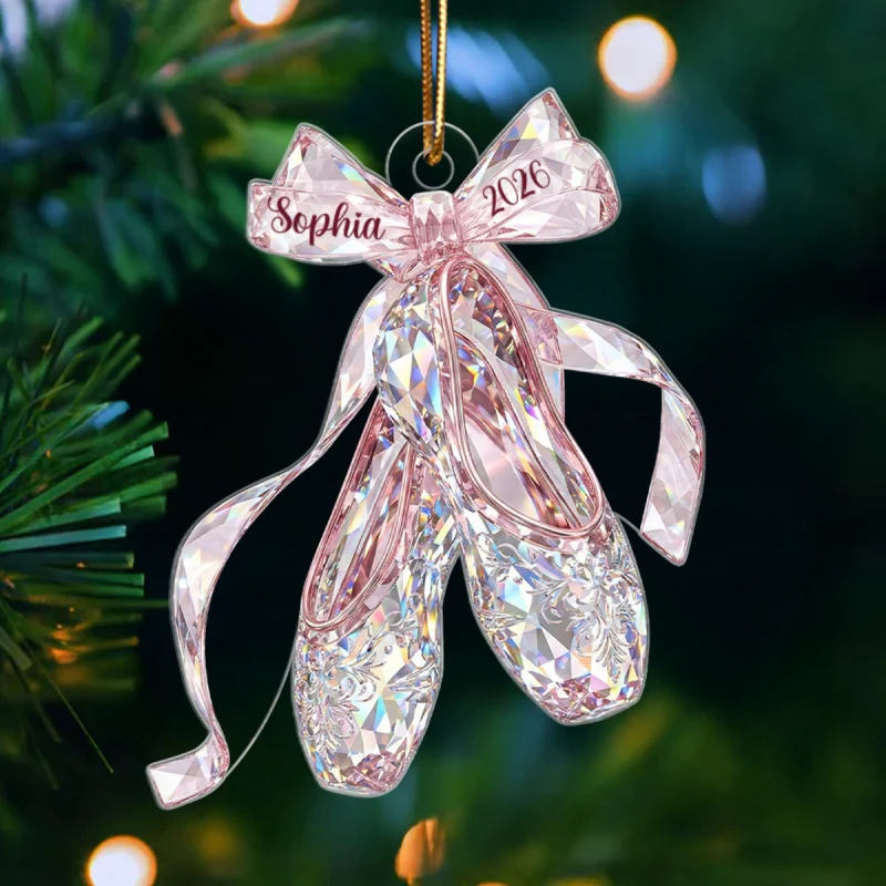 Ballet Shoes Crystal Effect - Personalized Acrylic Ornament - Unique Christmas Gift For Kid - Image 8
