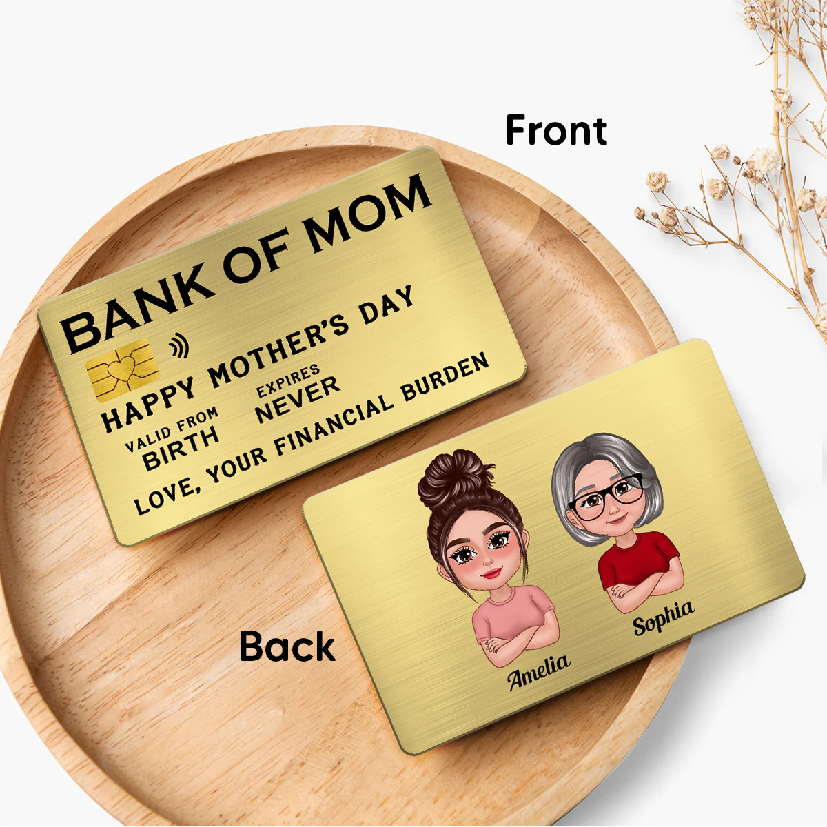 Bank Of Mom Pretty Mother Daughter Son Personalized Wallet Insert Metal Wallet Card - Image 6