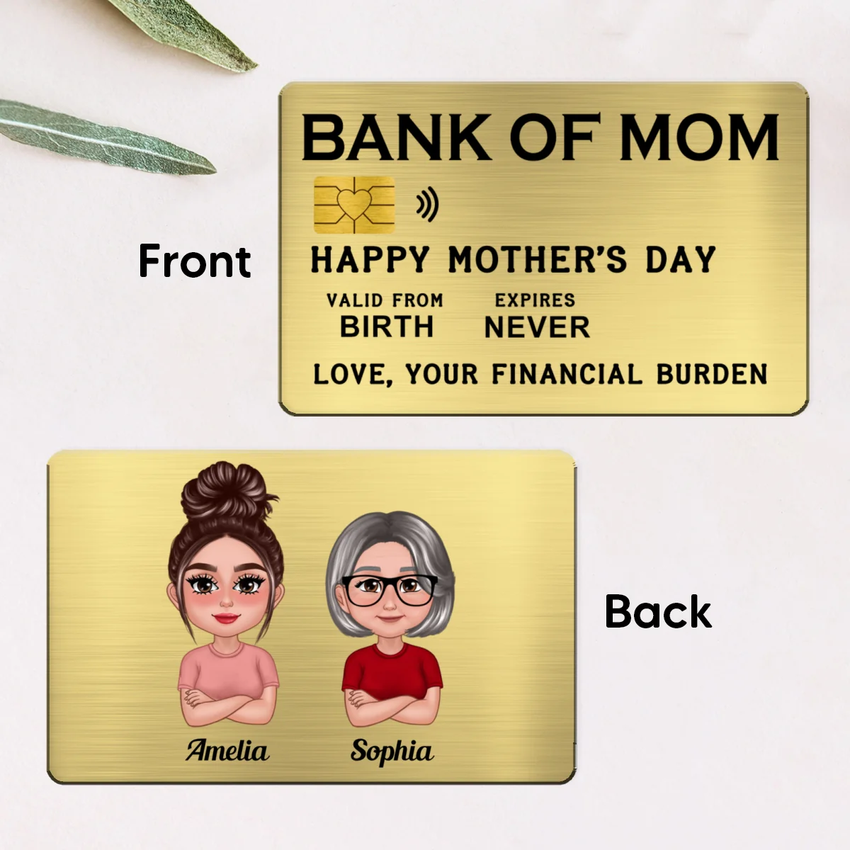 Bank Of Mom Pretty Mother Daughter Son Personalized Wallet Insert Metal Wallet Card - Image 7