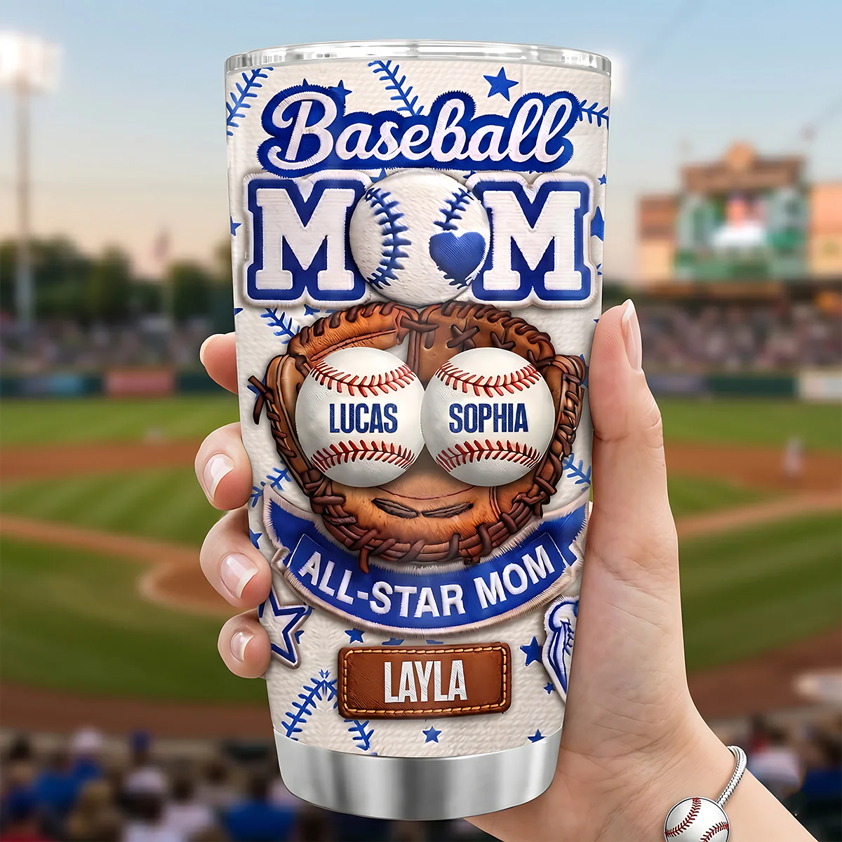 Baseball All Star Mom - Personalized Tumbler - Mother's Day Gift for Mom, Wife - Image 6