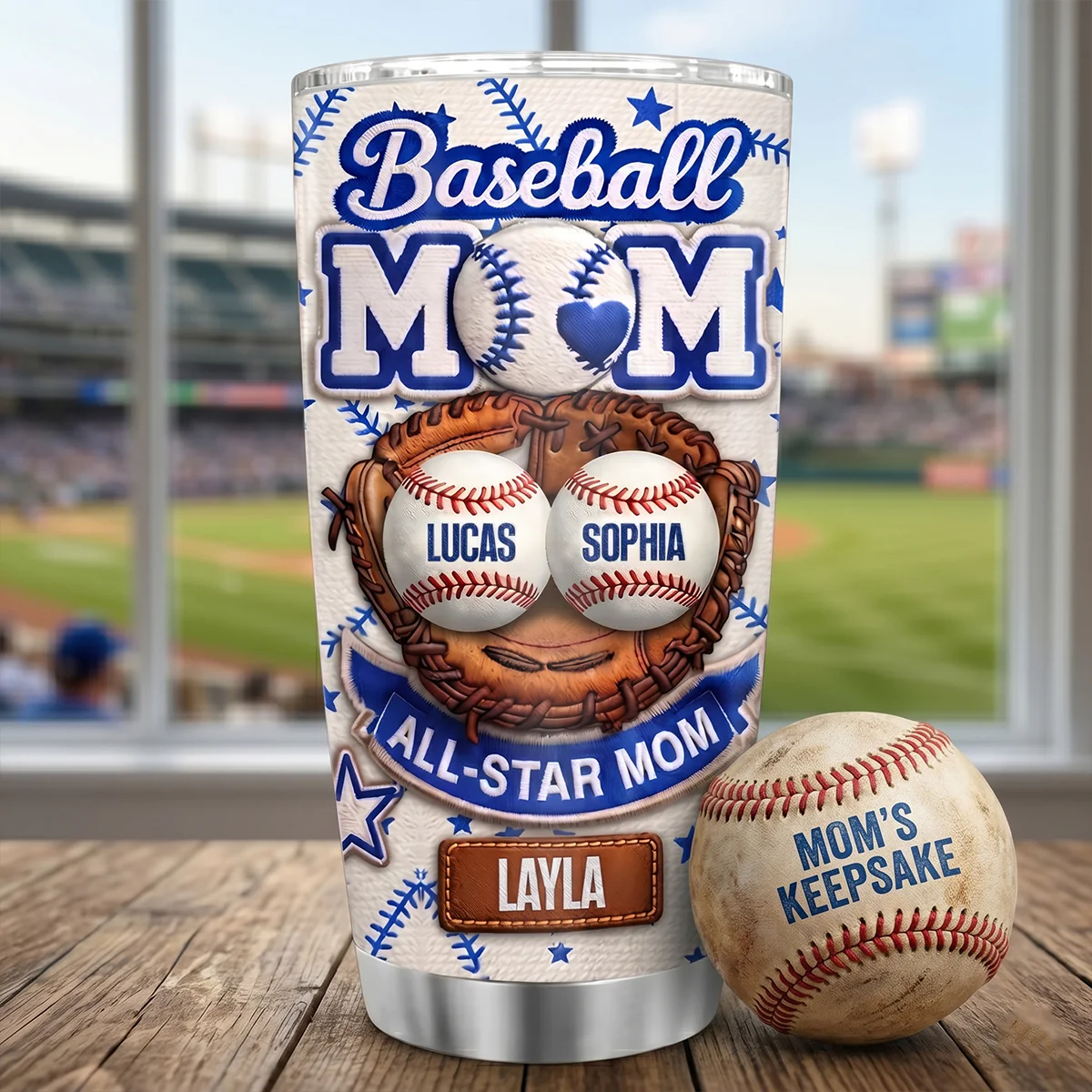 Baseball All Star Mom - Personalized Tumbler - Mother's Day Gift for Mom, Wife - Image 7