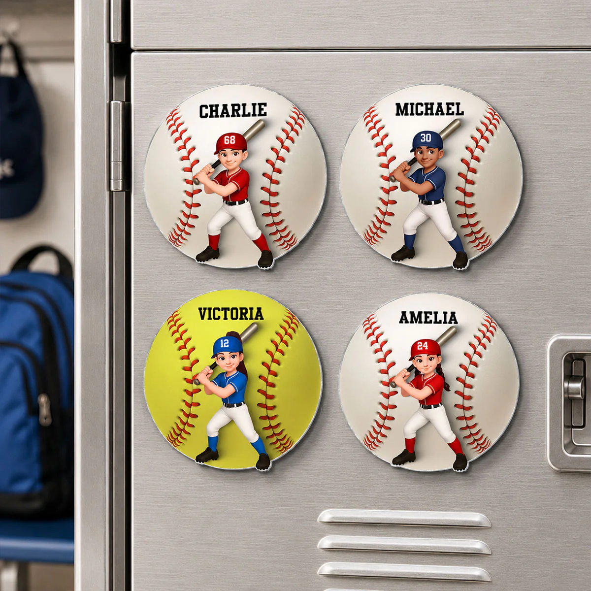 Baseball Boy & Girl - Personalized Acrylic Locker Magnet - Back To School Gift For Daughters, Sons, Grandkids, Teenagers, Teen Girl, Teen Boy - Image 2