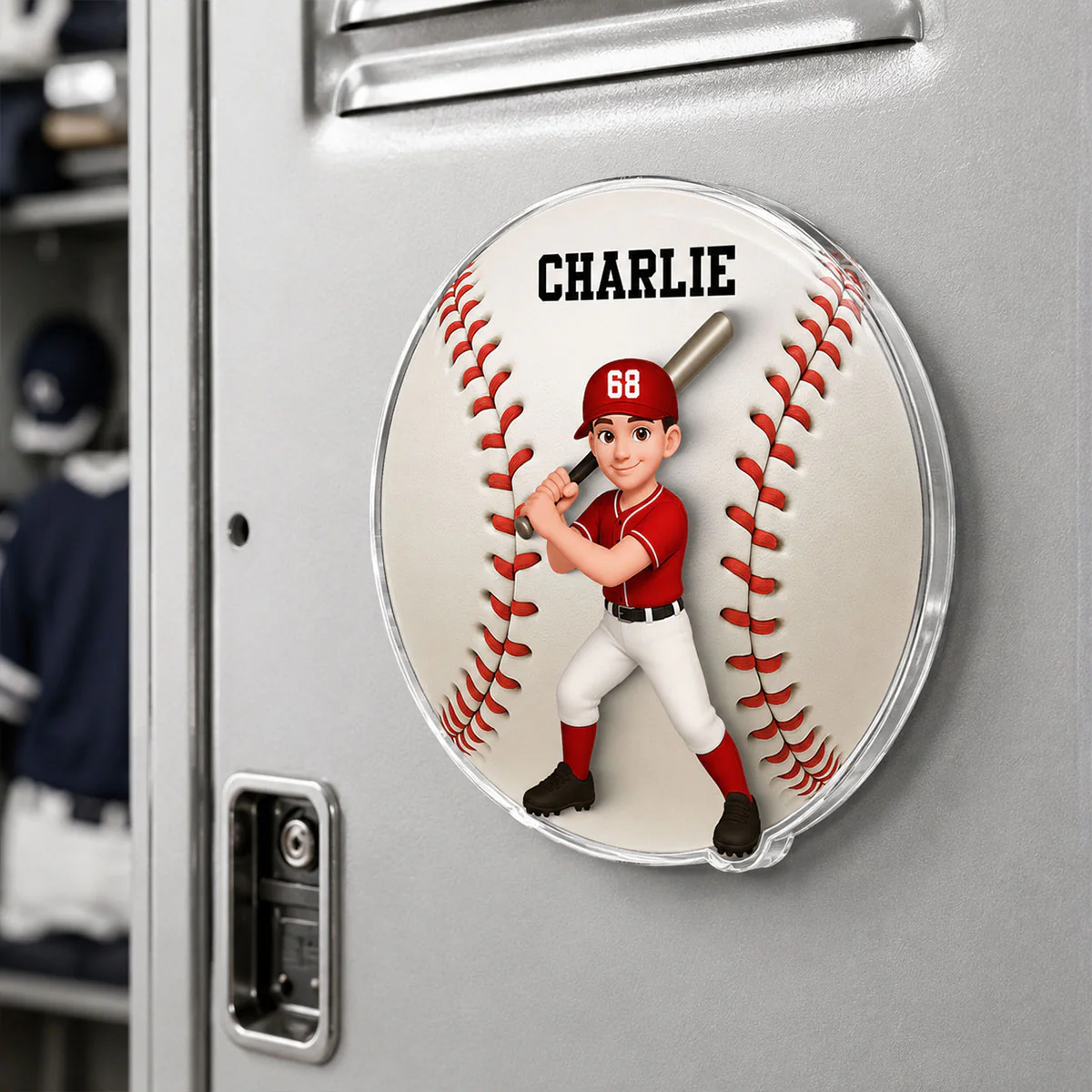 Baseball Boy & Girl - Personalized Acrylic Locker Magnet - Back To School Gift For Daughters, Sons, Grandkids, Teenagers, Teen Girl, Teen Boy - Image 3